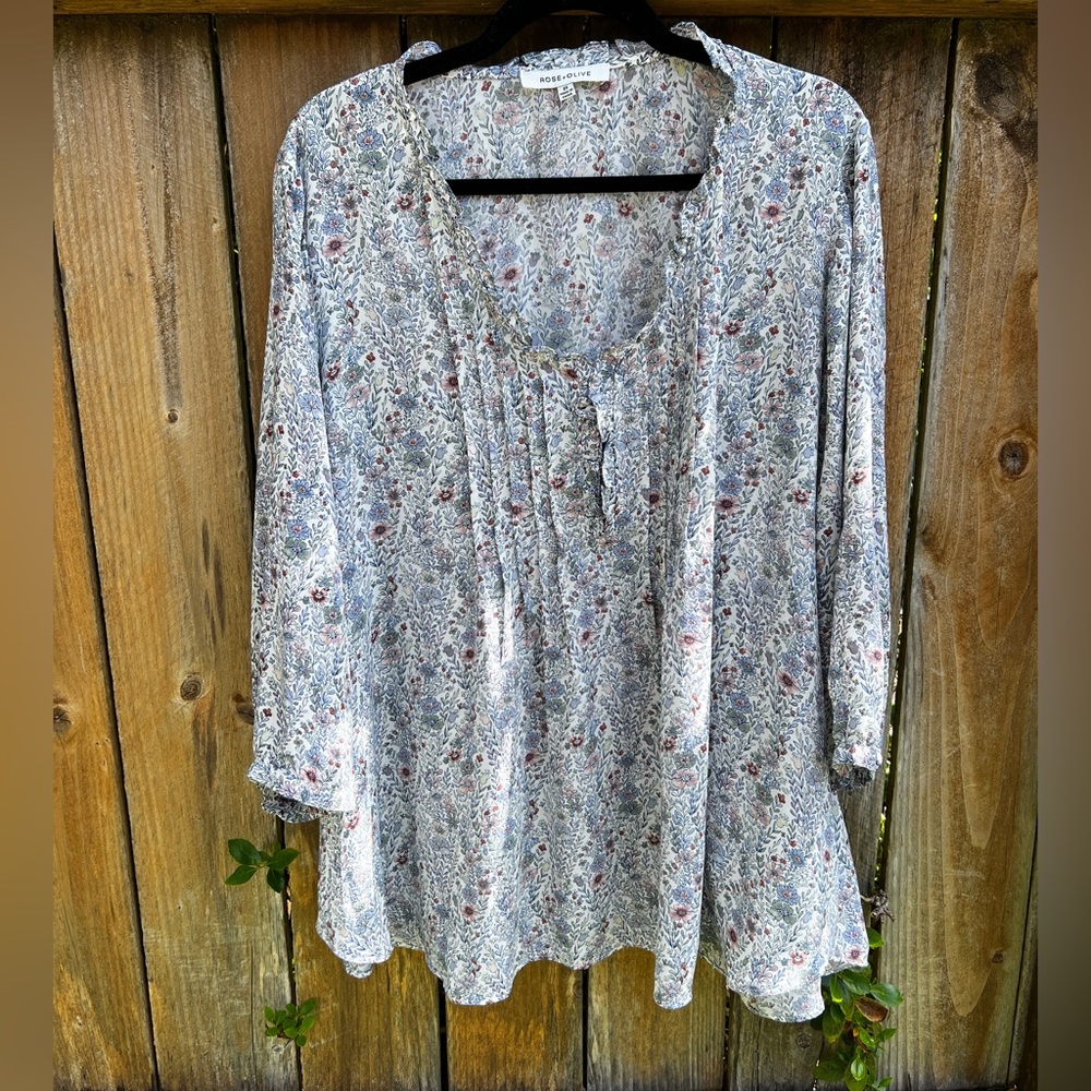 Rose & Olive Blouse Floral 2X